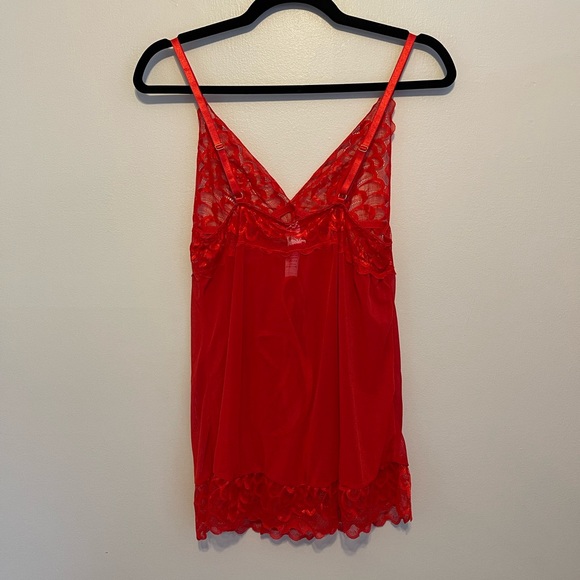 NWOT Red Sheer and Lace Babydoll Dress w/ Matching Thong - Picture 2 of 8